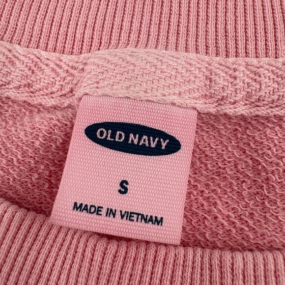 Old Navy Womens Pink Short Sleeve Sweatshirt With Tropical Print - Picture 4 of 5